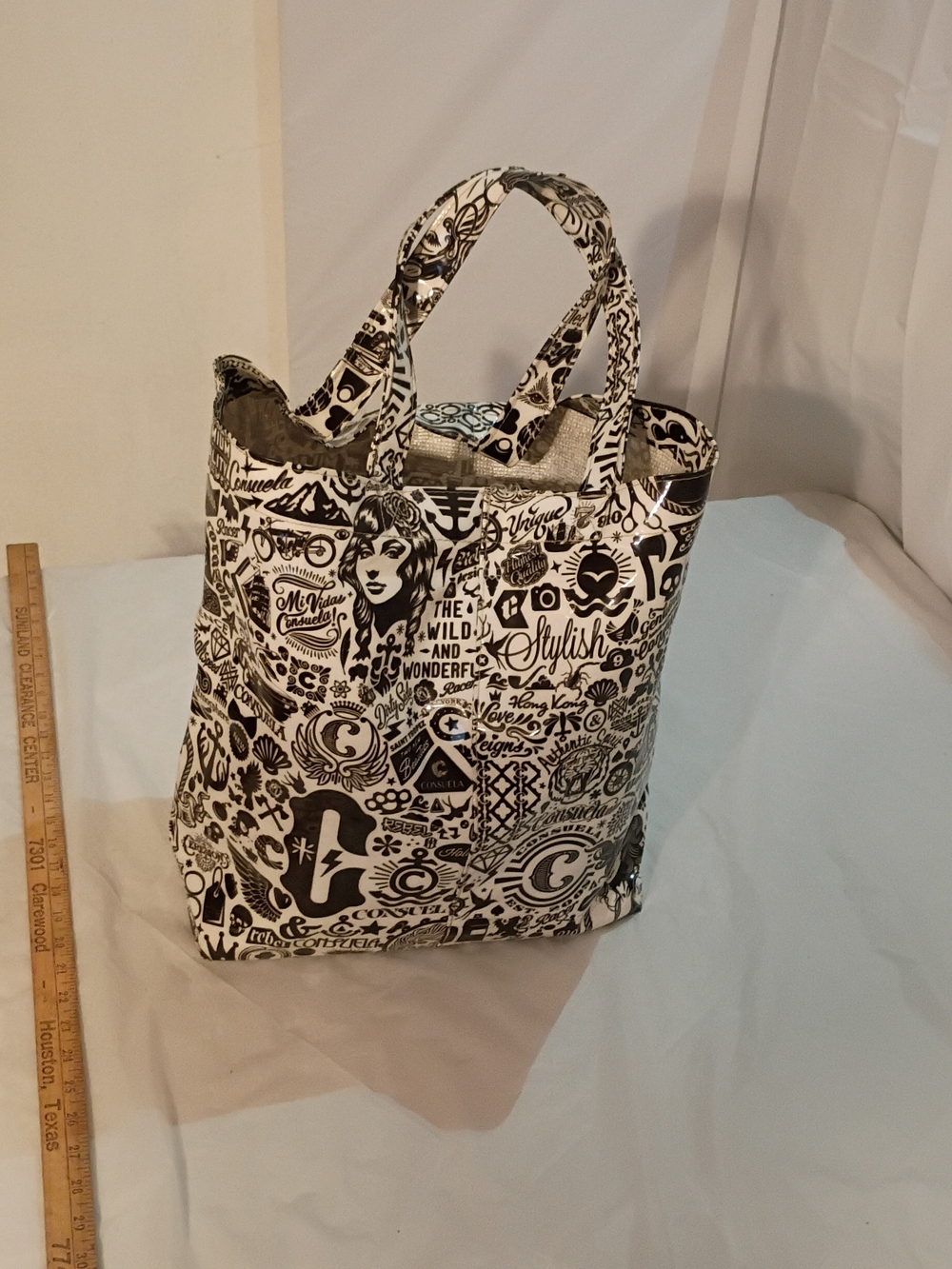 Consuela Black and White Graphic Tote